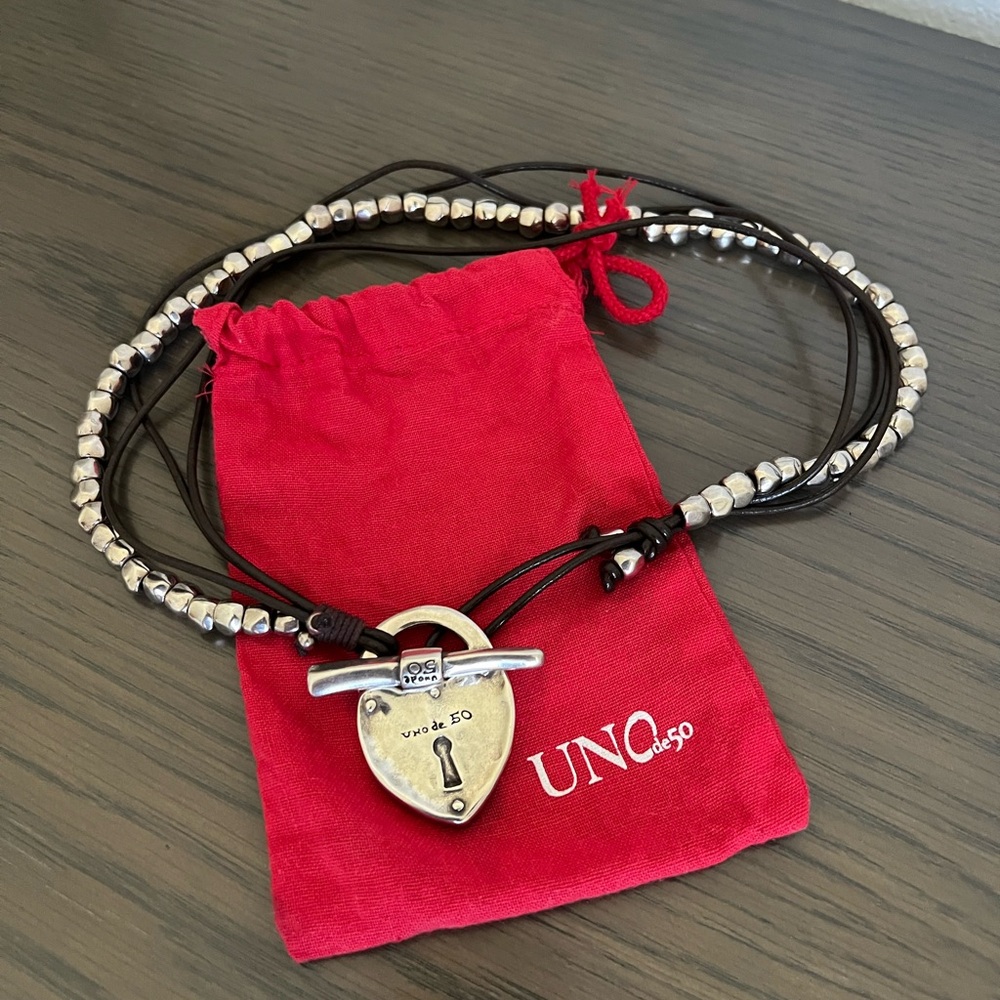 UNOde50 Silver and Black Necklace